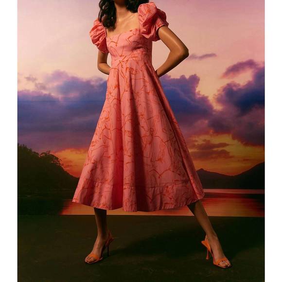 NEW DE LORETA calla dress in rosa print - Picture 1 of 4